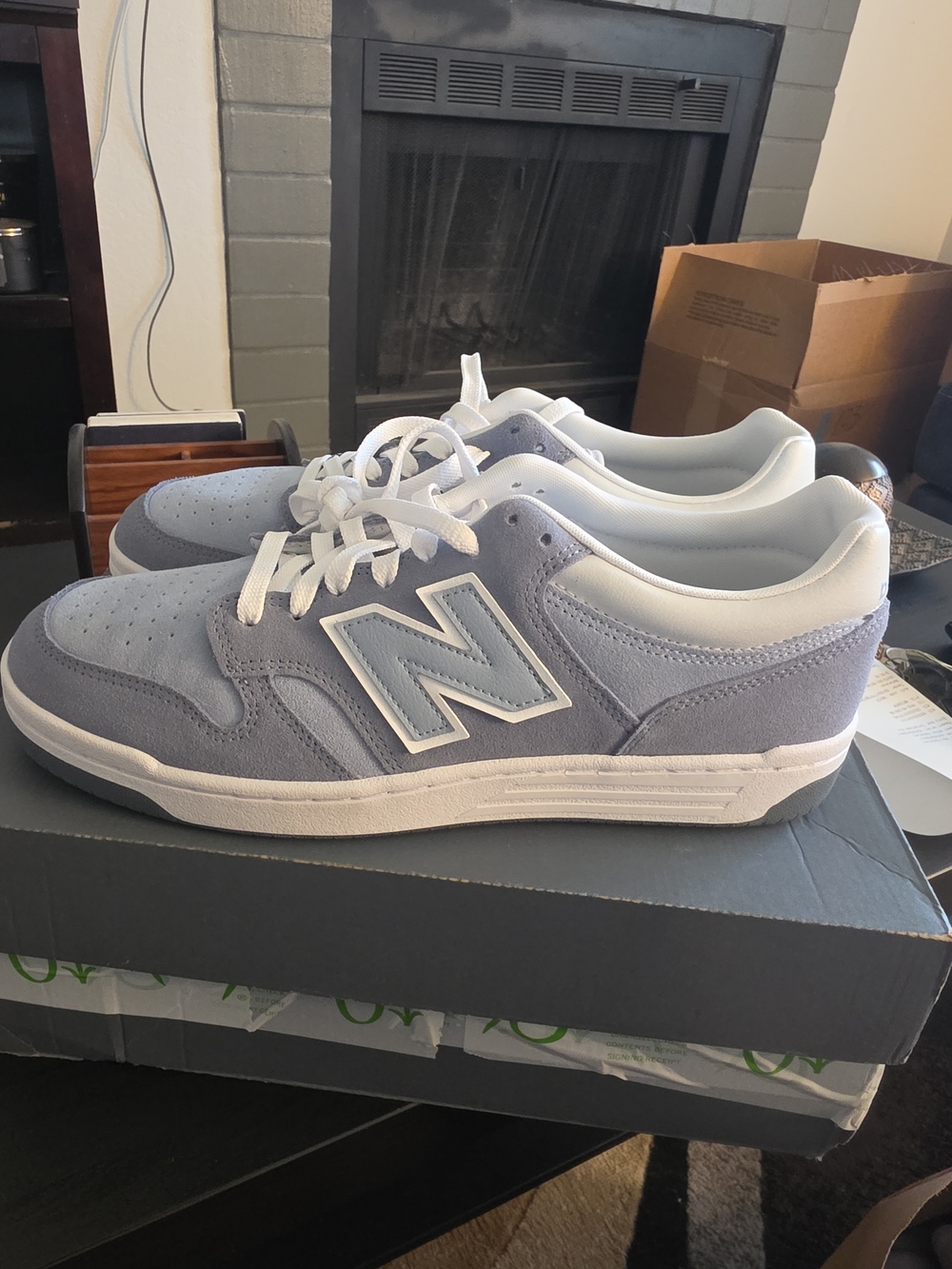 New Balance 480 Men’s Light Gray Suede Sneakers with White Accents Sz 12
